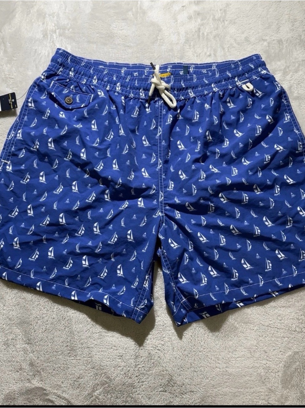 Polo Ralph Lauren Swim Trunks Men’s XL Blue Sailboat Yacht Lined Pockets